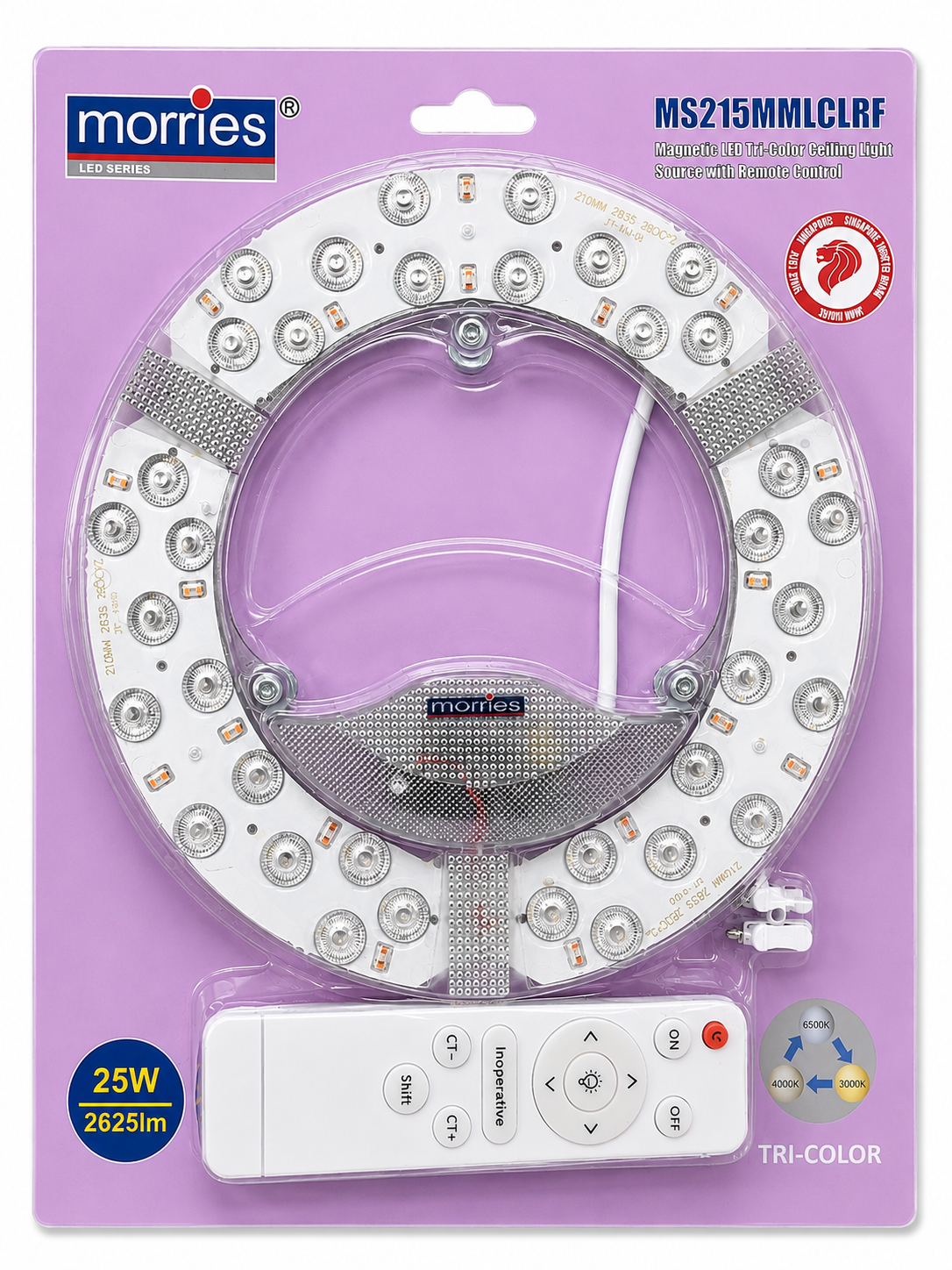 MORRIES 2625 LUMEN 25W LED CIRCULAR MAGNETIC CEILING PANEL MS215MMLCLRF